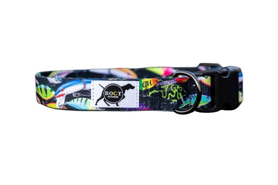 Roct Outdoor Cascade Large or XL Dog Collar in Fishing Lures