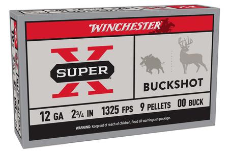 Winchester 12 Gauge 2 3/4 In 9 Pellet 00 Buck Super X 5/Box
