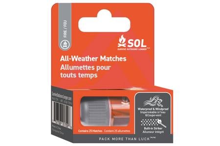 SOL ALL WEATHER MATCHES, 25 COUNT 