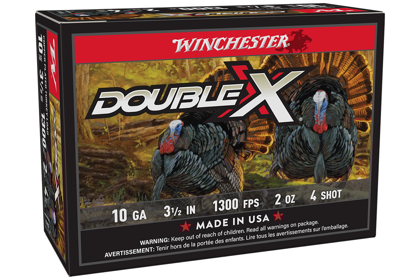 Winchester 10 Gauge 3-1/2 Inch 2 oz #4 Shot Double X 10/Box