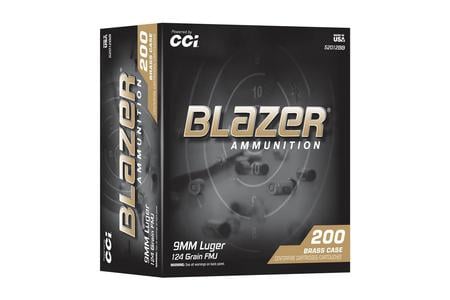 9MM LUGER 124GR FMJ BLAZER BRASS 200RD TRAYED 
