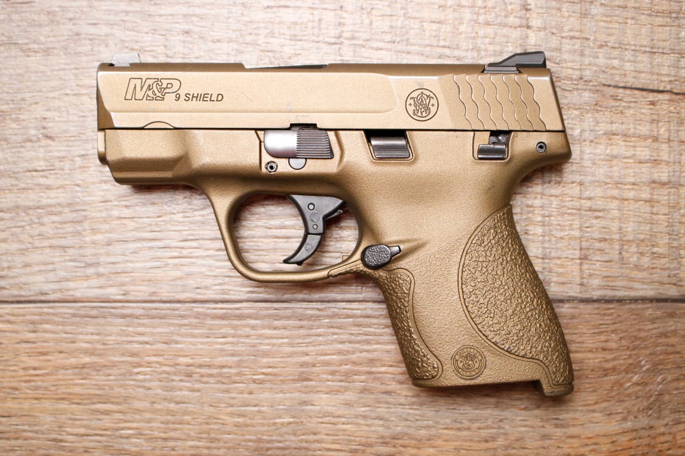 Smith & Wesson M&P9 Shield 9mm Police Trade-In Pistol with Bronze Finish (No Magazine)