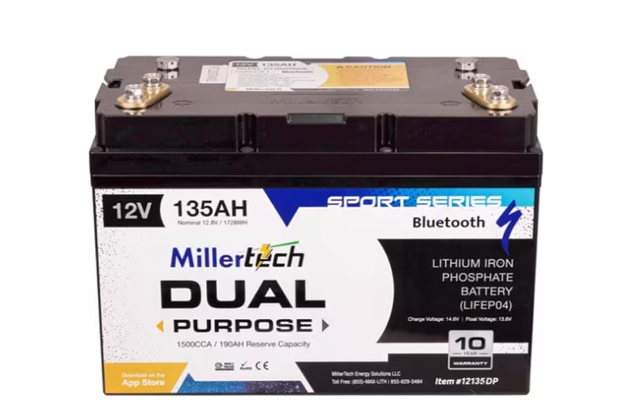 Millertech 12V 135AH Dual Purpose Starting Battery with Bluetooth