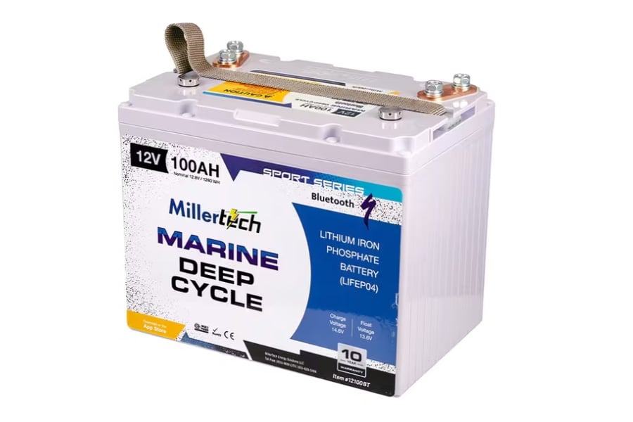Millertech 12V 100AH Sport Series Lithium Group Size 24 Battery with Bluetooth