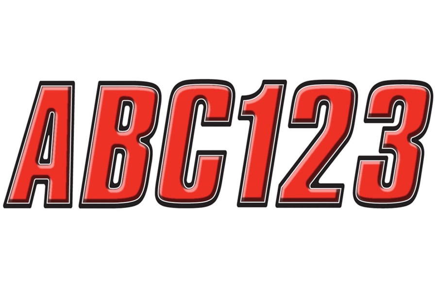 Hardline Boat Lettering Registration Kit Red Black