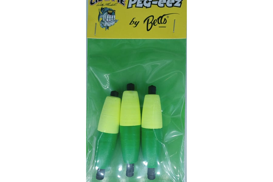 Betts Mr. Crappie Pegeez Floats Cigar 3 Pack Yellow Green