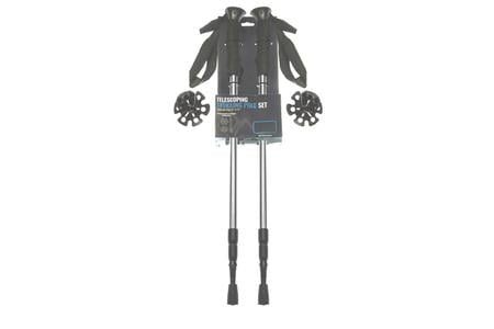 26`-53` SILVER GRAY TELESCOPING TREKKING POLE SET WITH TWIST LOCK AND CARRYING C