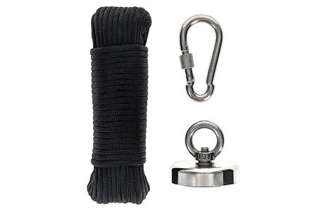 400 LB PULL STRENGHT MAGNET FISHING KIT WITH 60`/500LB PARACORD AND 304 SS HOOK