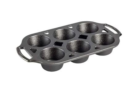 SEASONED CAST IRON MUFFIN PAN, 6 IMPRESSIONS  