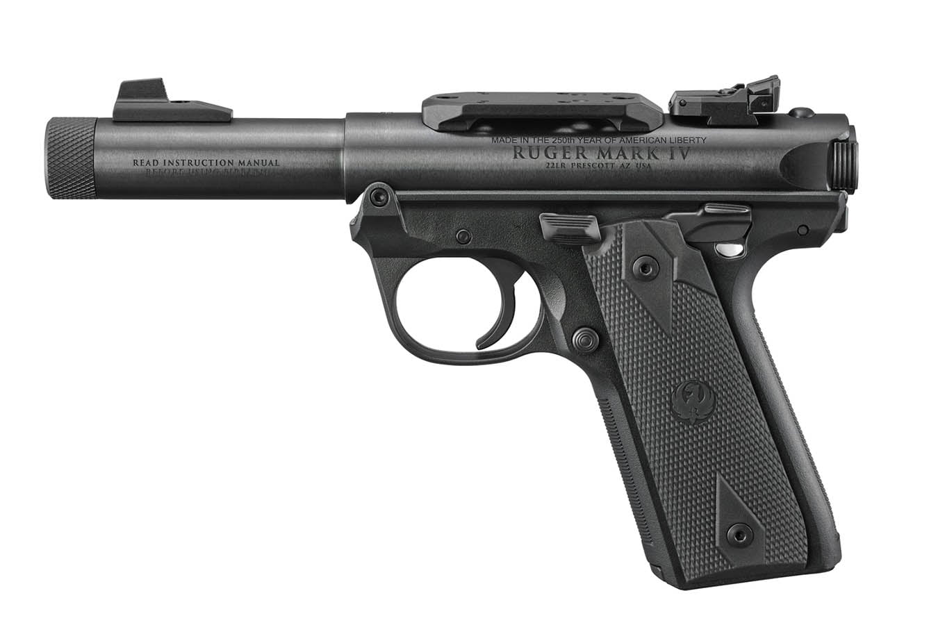 No. 3 Best Selling: RUGER MARK IV 250TH ANNIVERSARY 22 LR 10+1 4.40` STAINLESS THREADED BULL BARREL