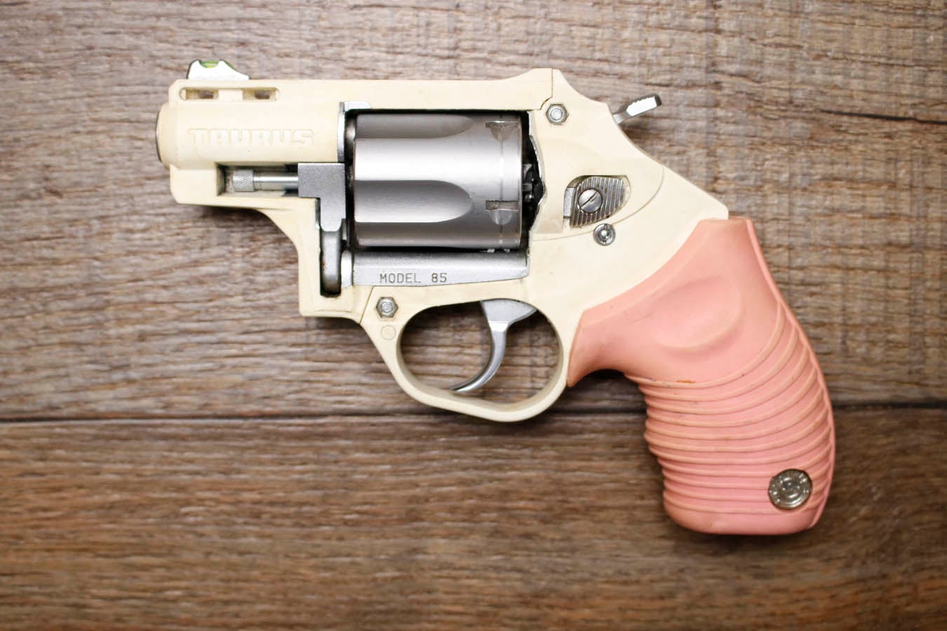 Taurus 85 Poly 38 SPL Police Trade-In Pistol with Pink Grips and White Frame