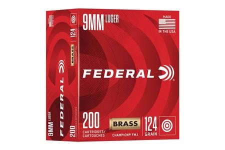 9MM LUGER 124GR FMJ CHAMPION BRASS 200CT 