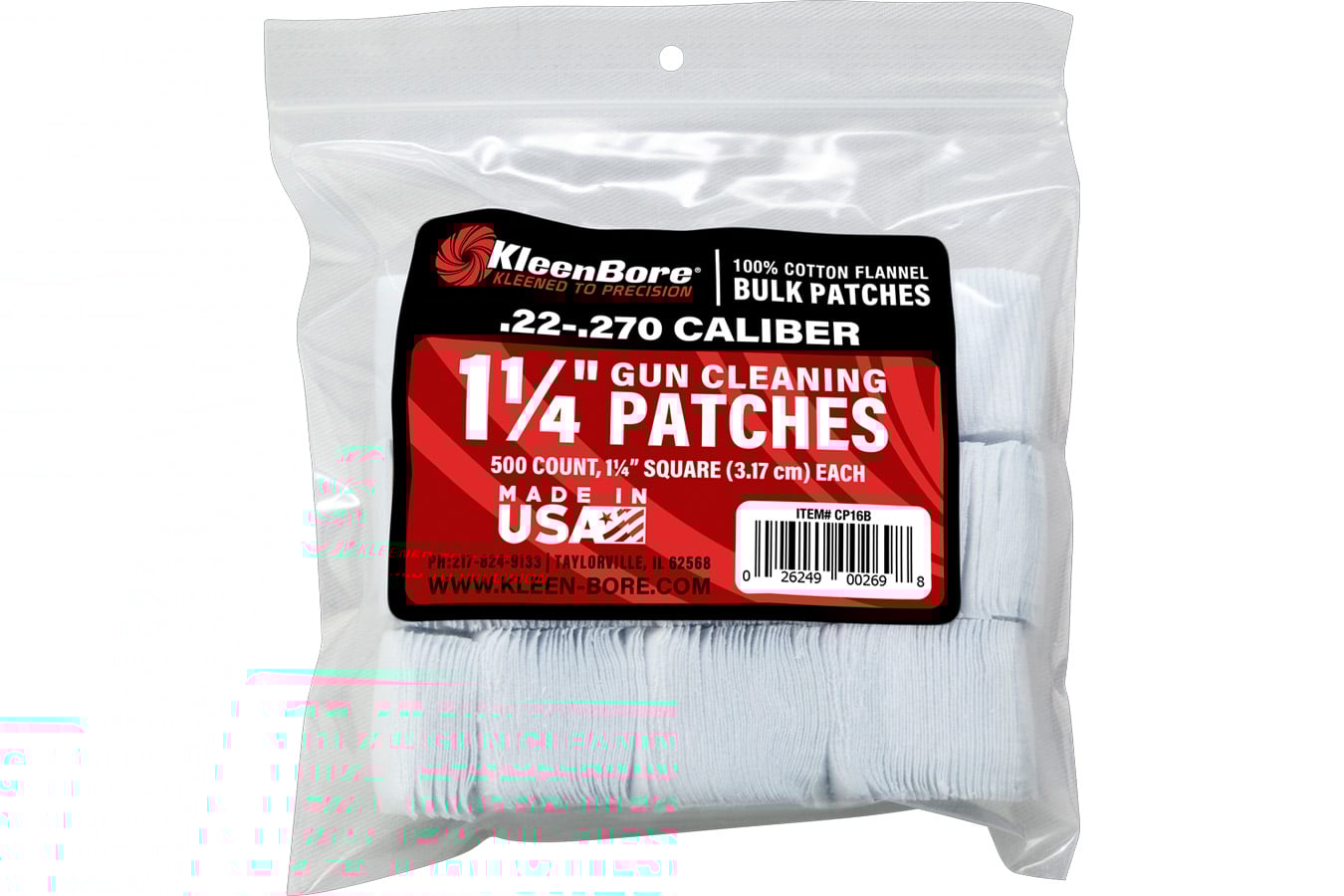 Kleen Bore 12 Gauge 1 1/4Inch Cleaning Patches 500 Pack