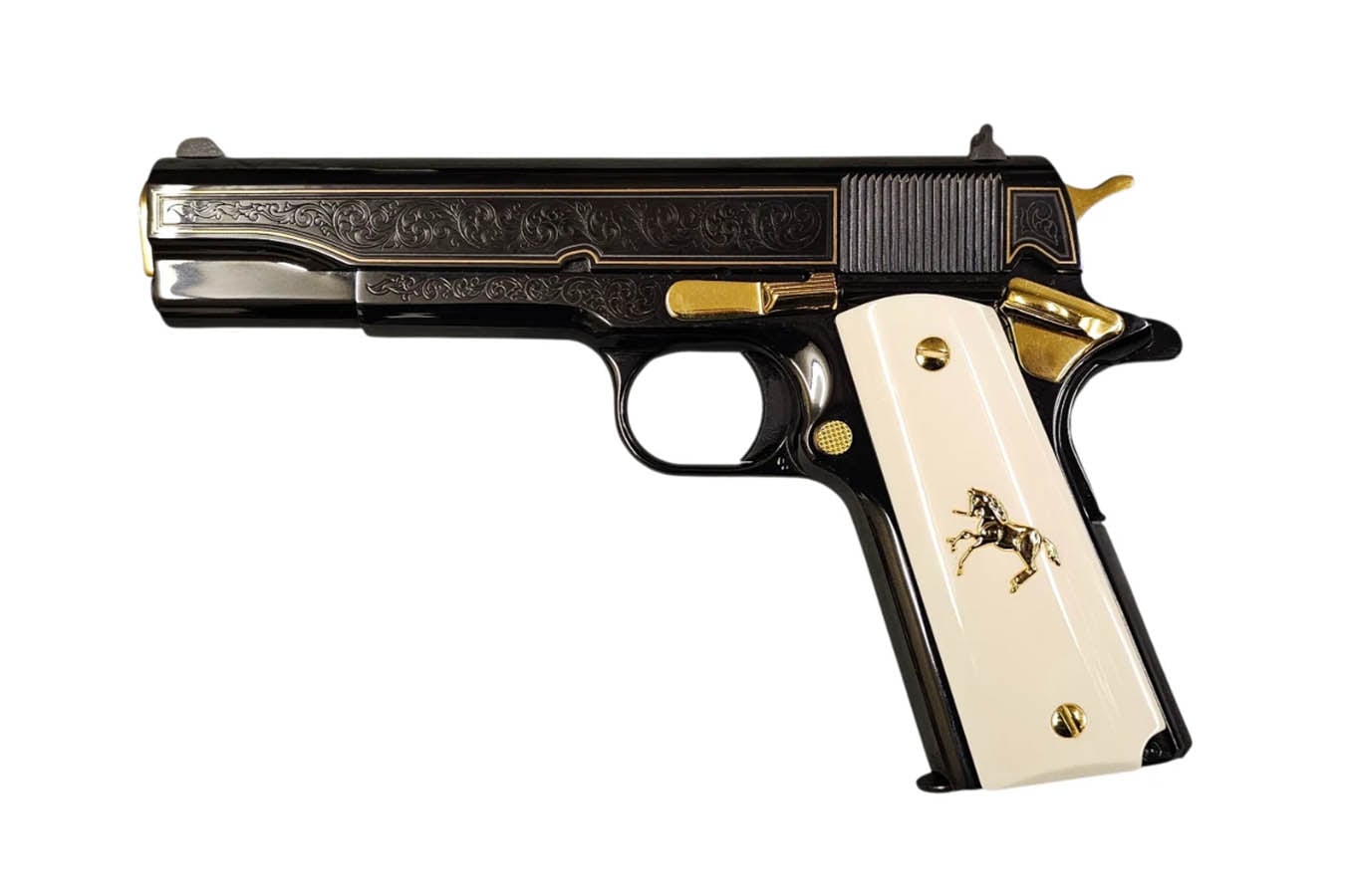 Colt 1911 Classic 45 ACP Semi-Auto Pistol with Polished Gold Controls