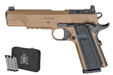 1911 OPERATOR AOS GEAR UP PKG 45 ACP 8+1 5` BLACK MATCH GRADE BARREL, 4 MAGS