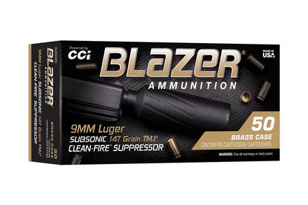 9MM LUGER 147GR TMJ BLAZER BRASS C-F SUPPRESSOR 
