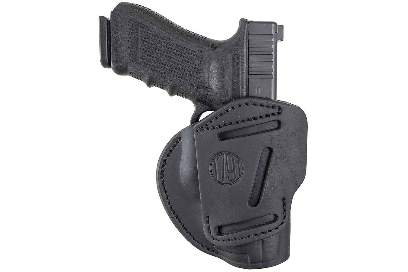 1791 Gunleather 3-Way IWB/OWB Stealth Black Leather Belt Loop Holster for Glock 17/Springfield XD/ S&W M&P/HK VP9 