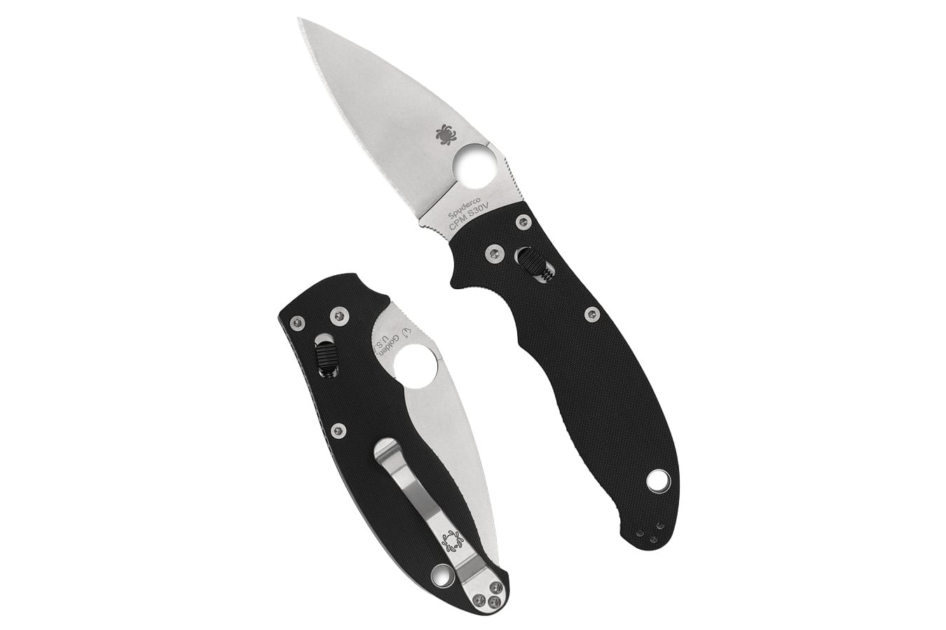 Spyderco Manix 2 Folding Pocket Knife - Plain Edge (Black)