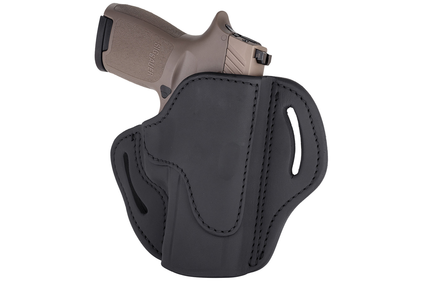 1791 Gunleather Open Top 2.4 Stealth Black Leather Belt Slide Holster for FN 509/Springfield XD-M/HK VP9SK