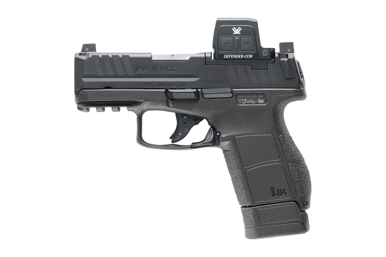 HK VP9CC 9mm Optic Ready Pistol with Vortex Defender-CCW Enclosed Red Dot