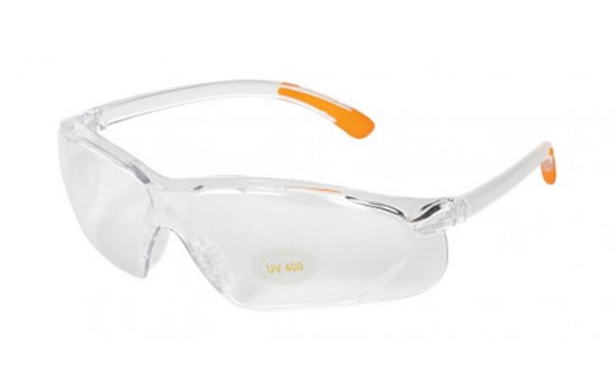 ALLEN COMPANY SHOOTING GLASSES CLEAR LENS/ORANGE TIPS