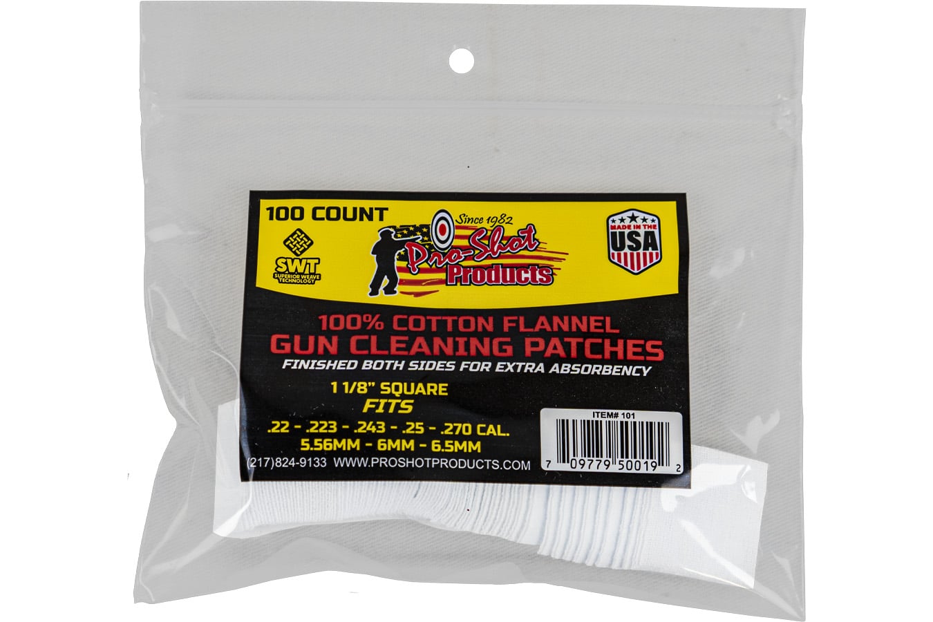 Pro Shot Pro-Shot Patch .22-.270 Cal 100 Count