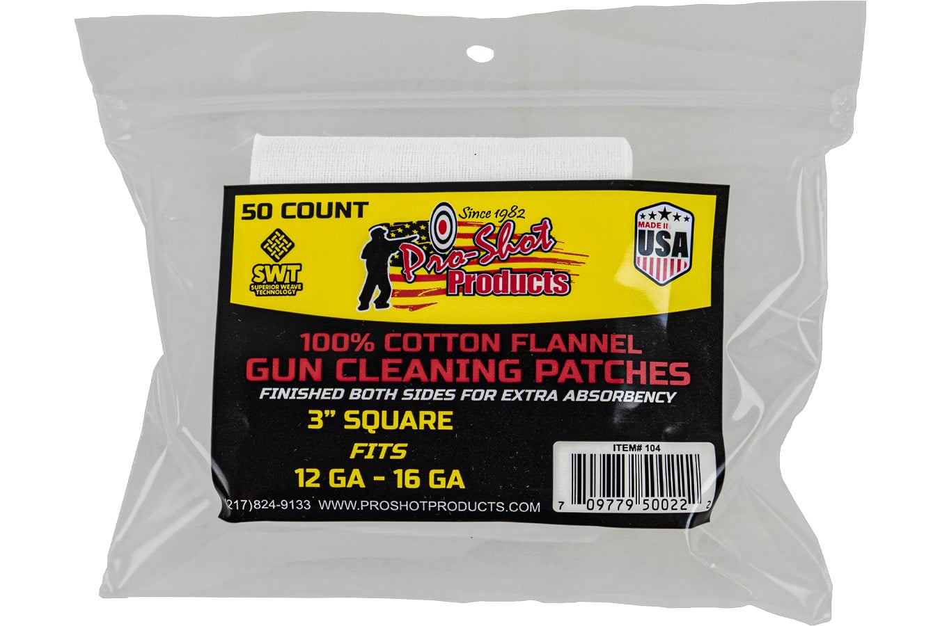 Pro Shot 12-16 Gauge Cleaning Patches – 50 Count