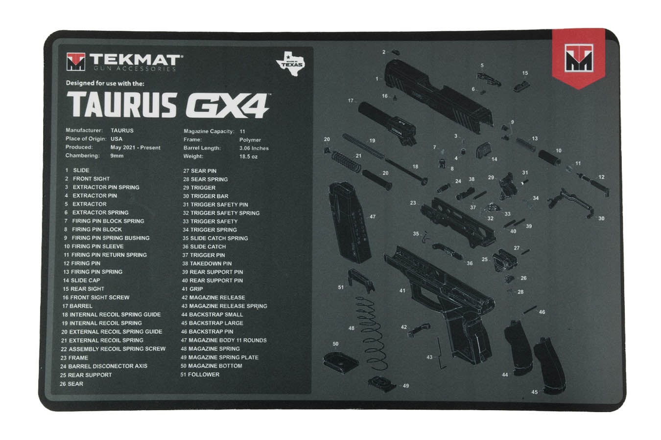 Tekmat Gun Cleaning Mat, Taurus GX4
