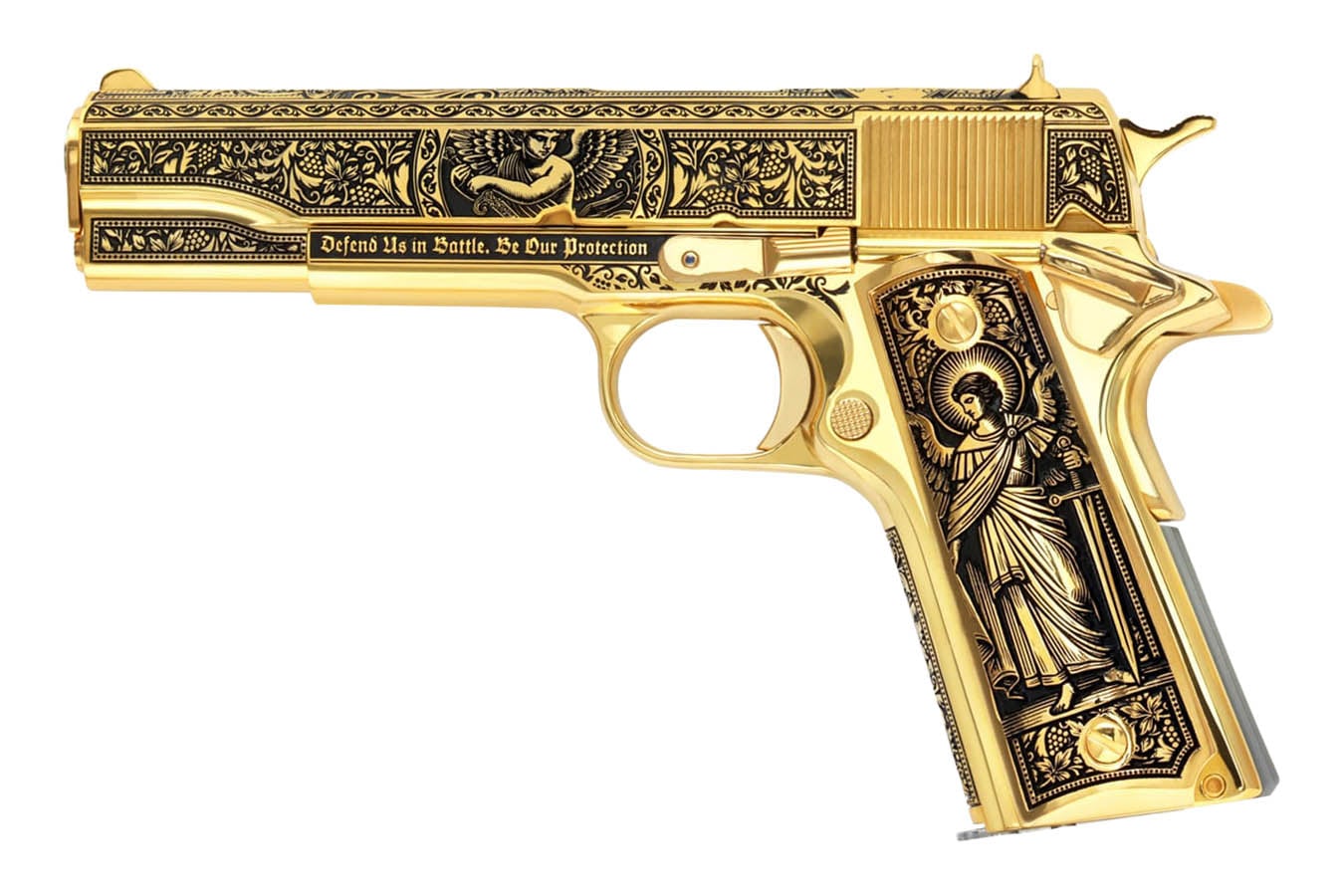 Colt 1911 Gov't Classic Gold Archangel 38 Super Semi-Auto Pistol