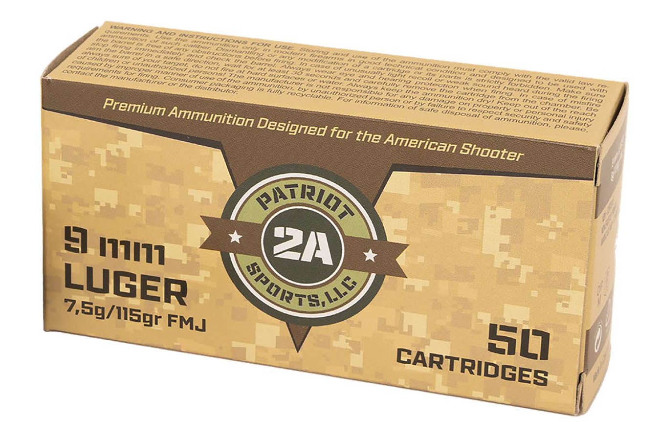 Patriots Sports Llc 9mm 115 gr FMJ 50/Box