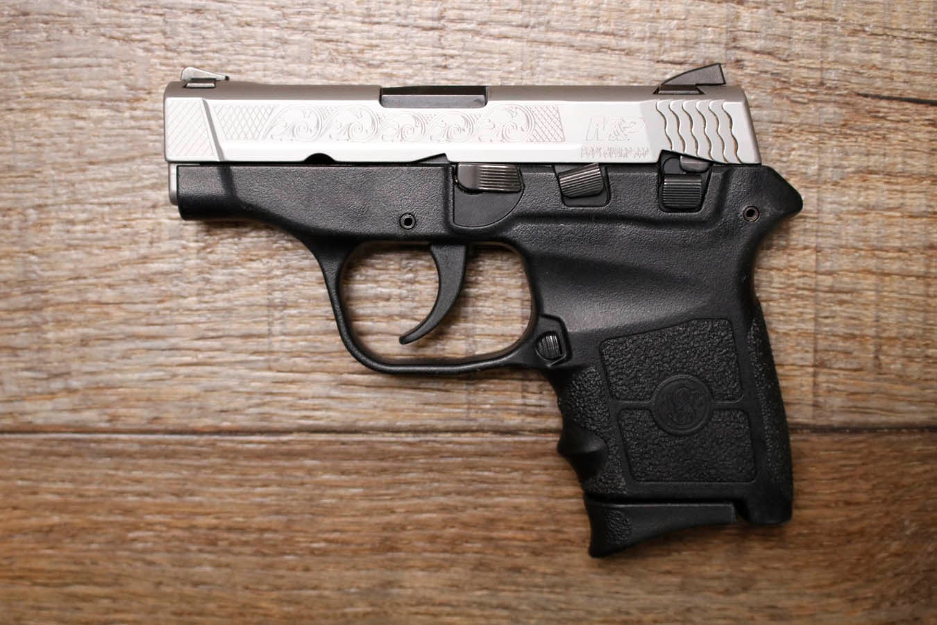 Smith & Wesson M&P Bodyguard 380 380 ACP Police Trade-In Pistol with Stainless Engraved Slide