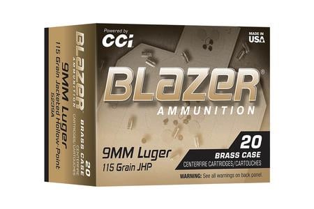 BLAZER 9MMLUGER 115GR JACKETED HOLLOW POINT 20/BOX