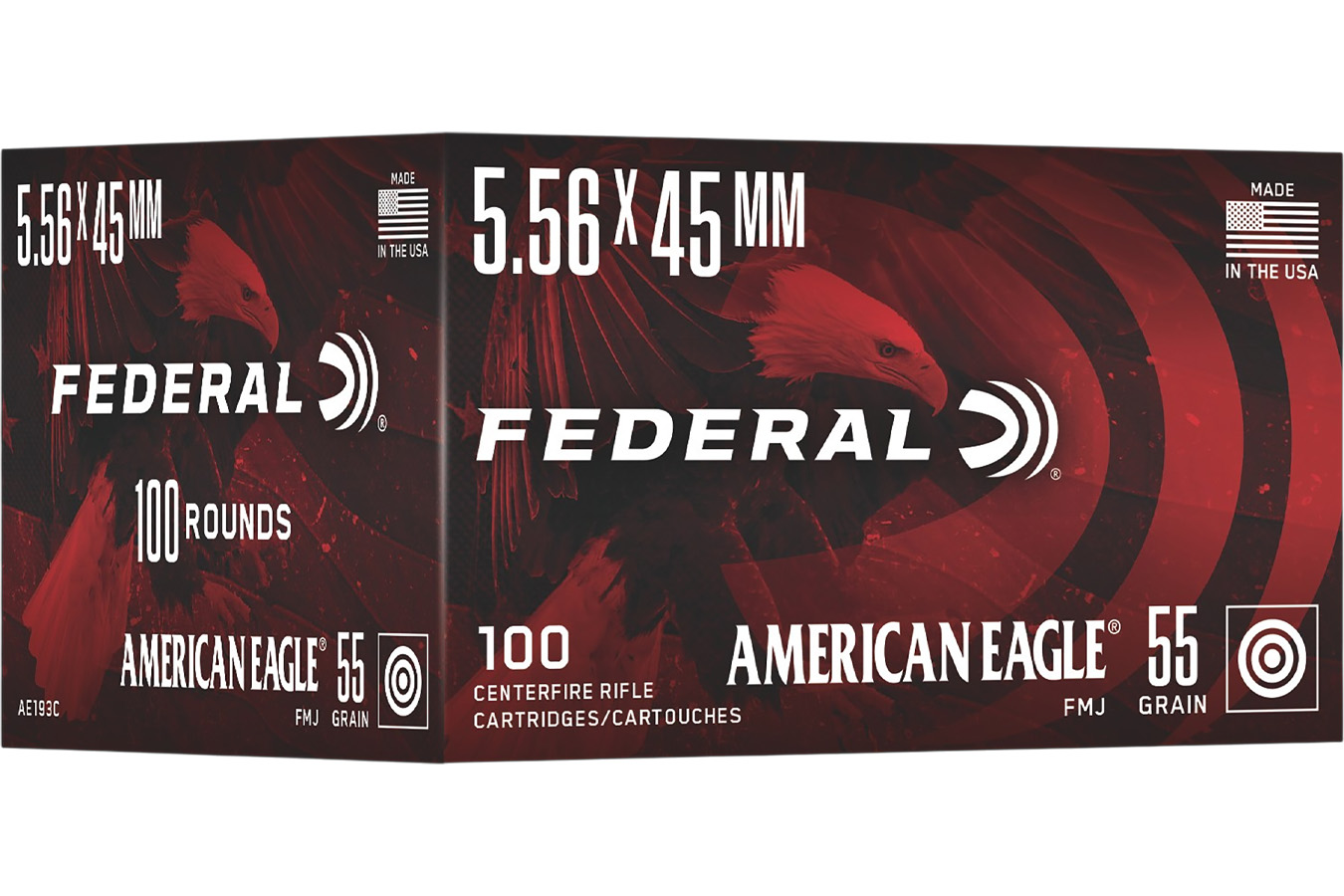 Federal 5.56 NATO 55 Grain FMJ American Eagle 100 Rounds/5 Cases