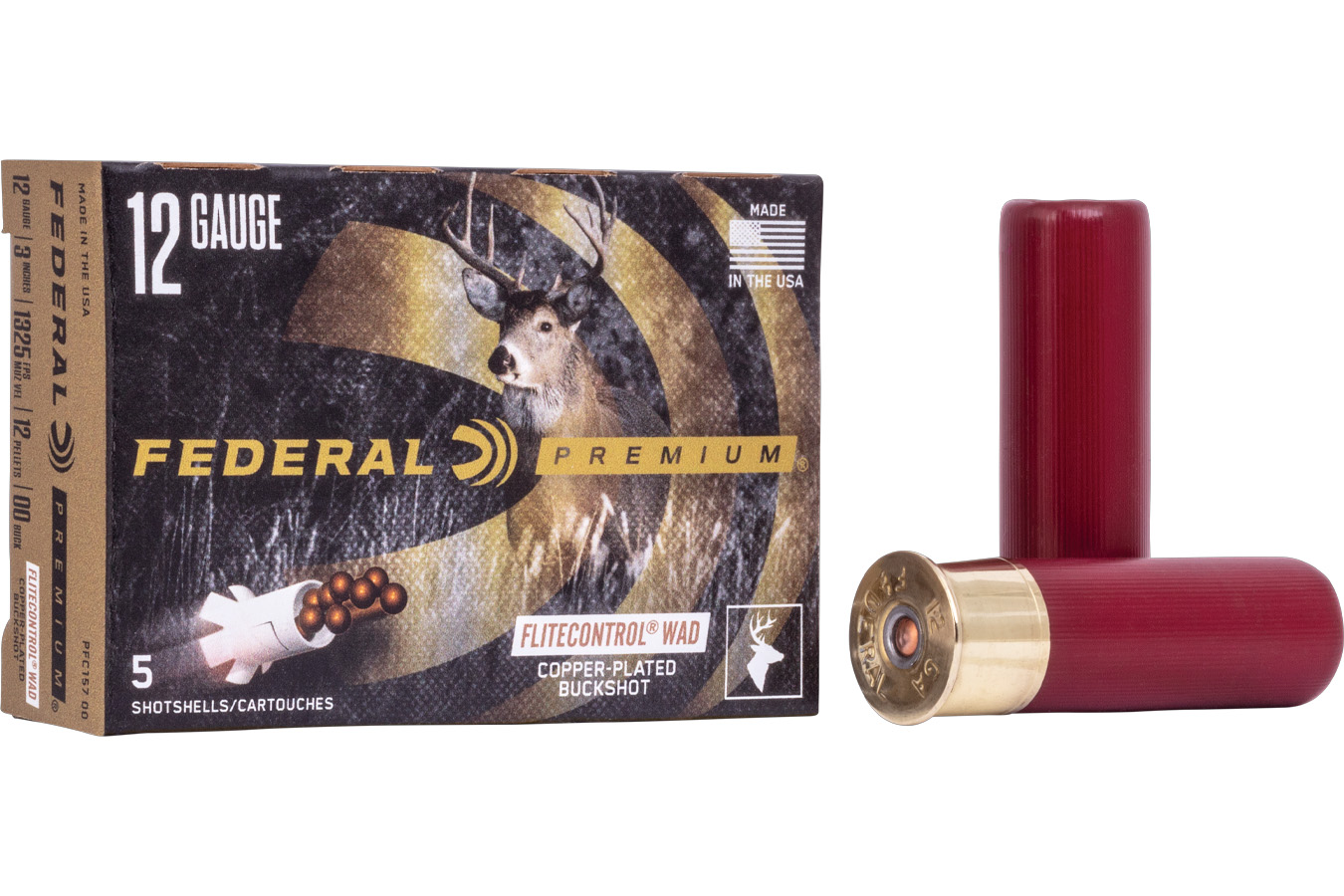 Federal 12 Gauge 00 Buck FliteControl 5 Rounds/Box 50 Boxes/Case