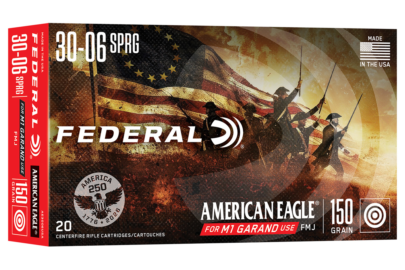 Federal 250th Anniversary 30-06 Springfield 150gr FMJ 250th Anniversary 20rds/Box 10 Cases
