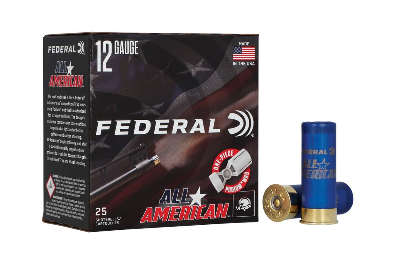 Federal 12 Gauge 2.75 1 oz #7.5 All American 25 Rounds per Box