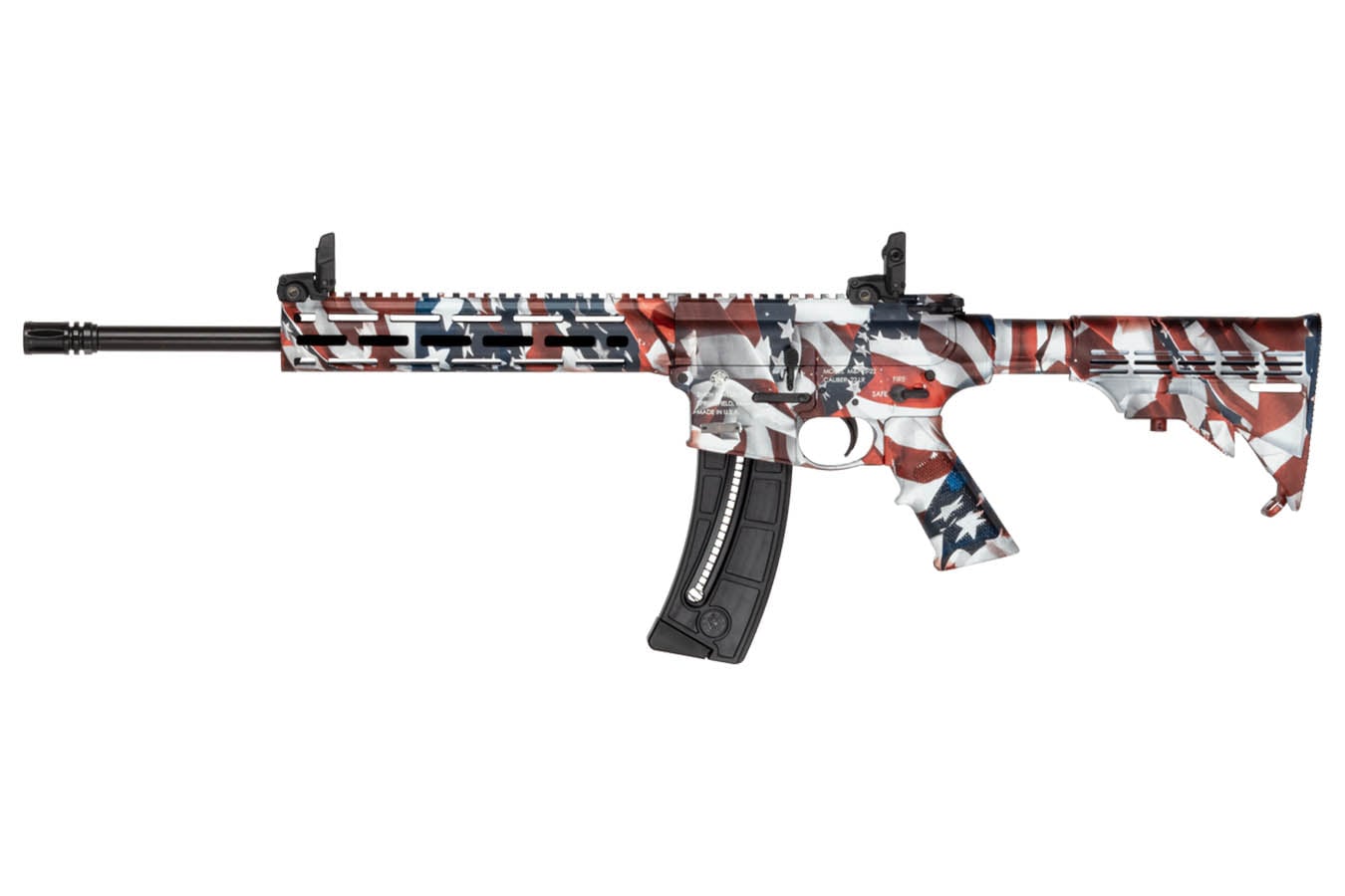 Smith & Wesson M&P 15-22 Sport 22LR Semi-Auto Rifle with Red, White and Blue American Flag Finish