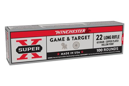 Winchester 22LR 40gr Copper-Plated Round Nose Super-X Game and Target 100/Box