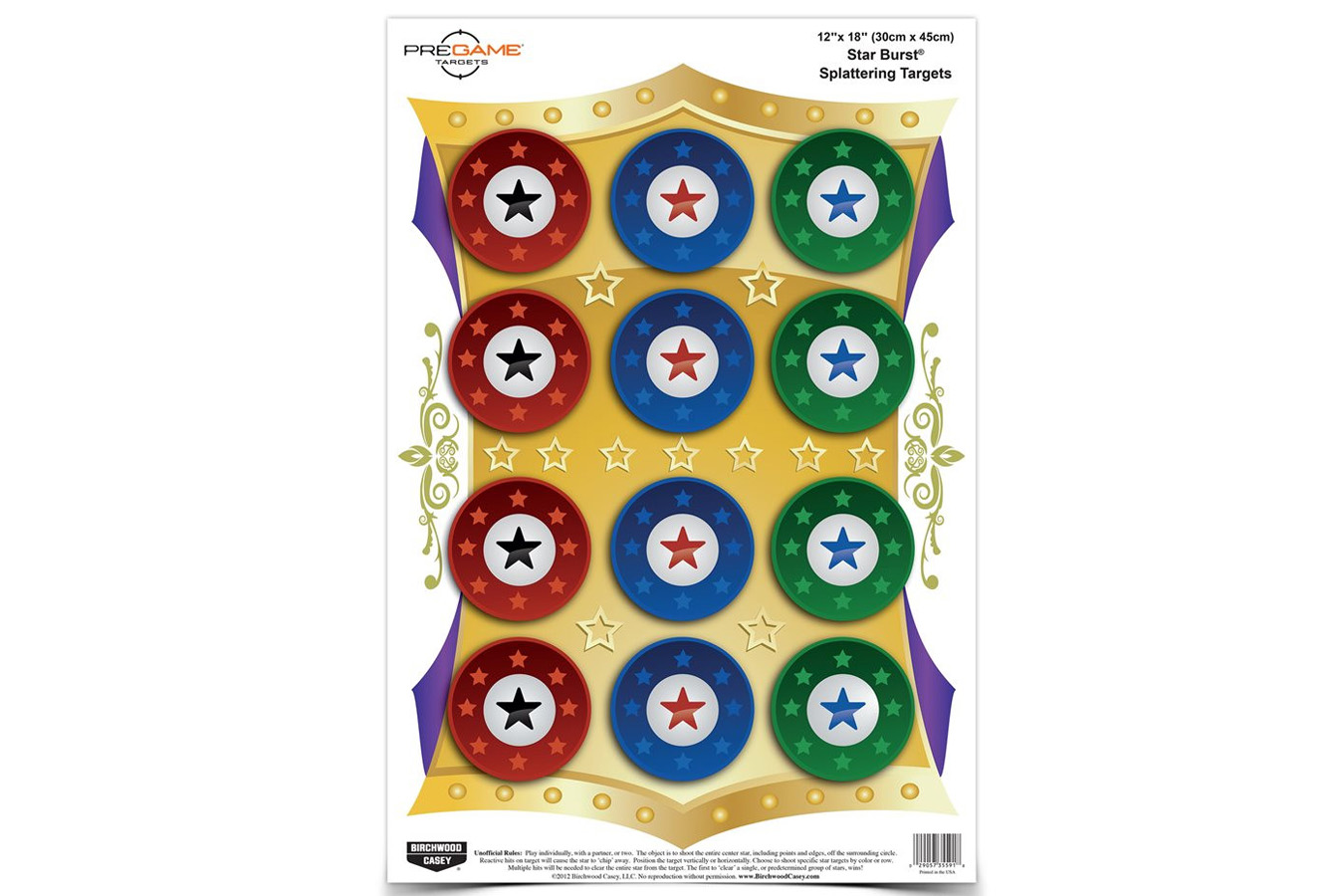 Birchwood Casey Pregame Star Burst Target, 8-Pack