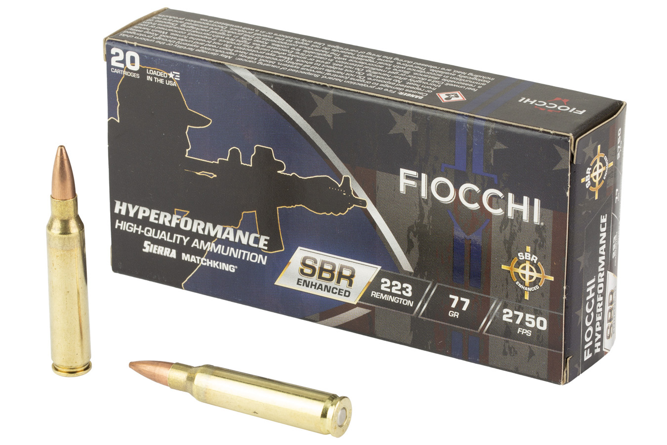Fiocchi 223 Remington 55 gr Hyperformance SBR  Boat Tail Hollow Point 20/Box