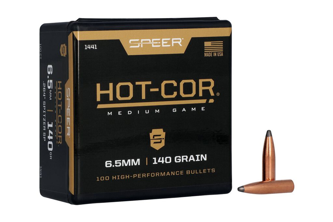 Speer Reloading 6.5mm (.264) 140 gr Hot-Cor Rifle Soft Point Bullet 100/Box