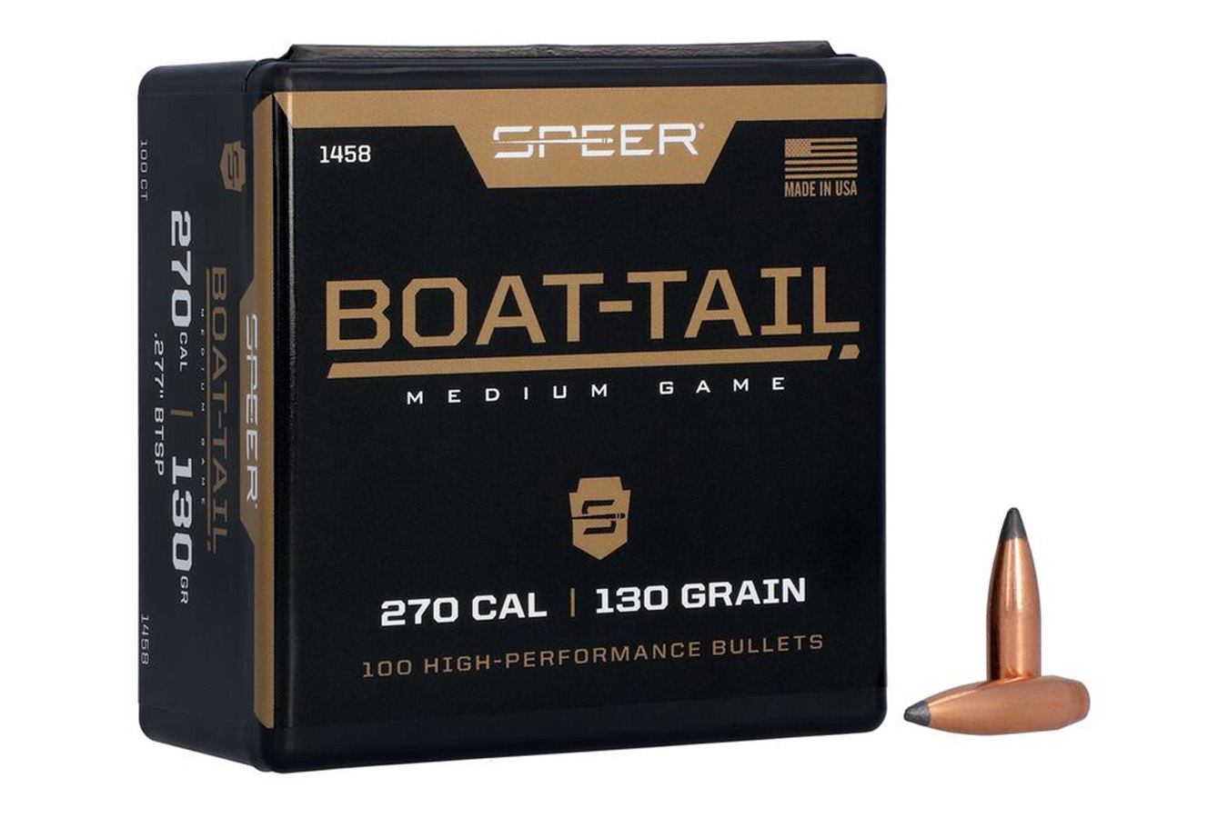Speer Reloading 270 cal (.277) 130 gr Boat Tail Soft Point Bullet 100/Box