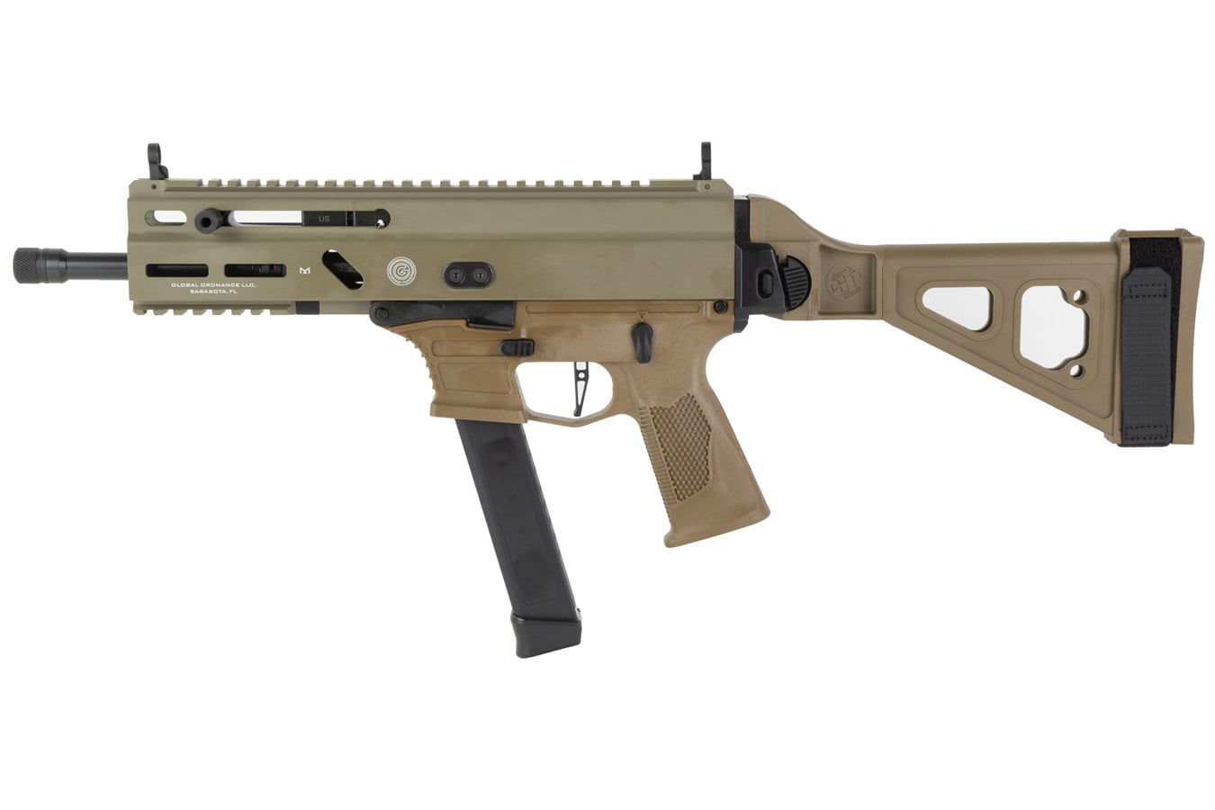 Grand Power Stribog SP9A3G 9mm Pistol with Brace and FDE Finish