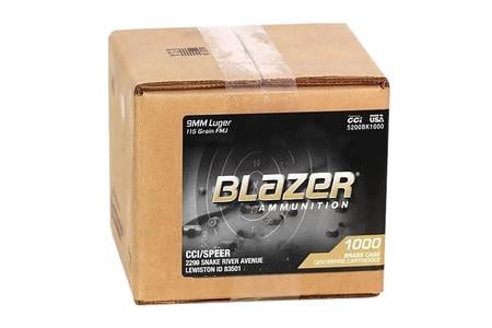 9MM LUGER 115GR FMJ BLAZER BRASS 1000RD BOX LOOSE 