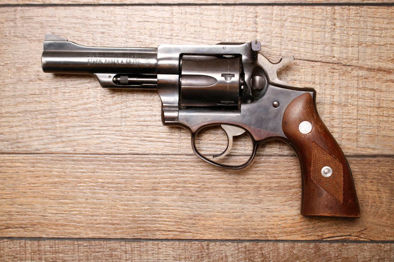 Ruger Security-Six 357 Magnum Police Trade-In Revolver with 4 Inch Barrel and Wood Grips