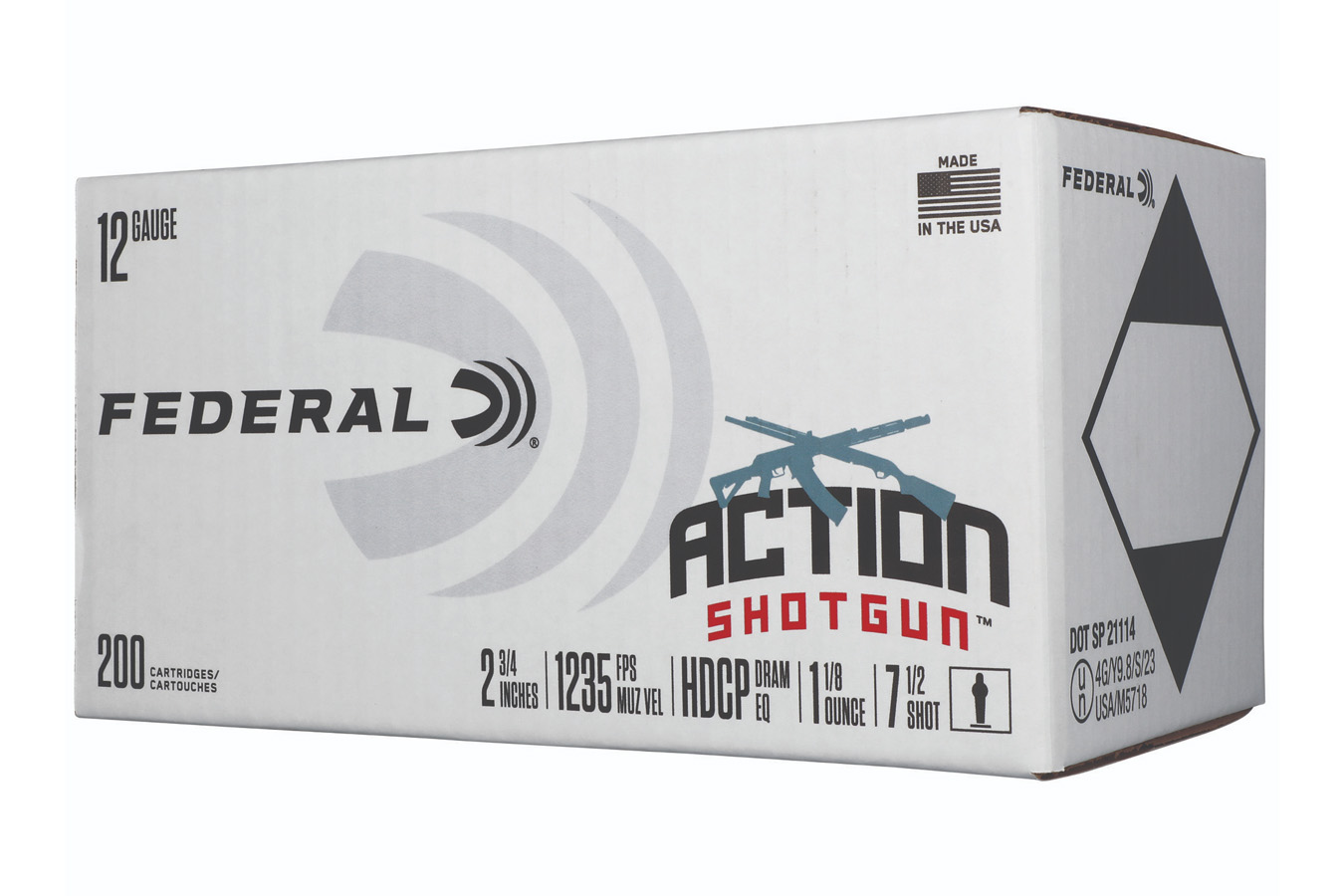 Federal 12 Gauge 2 3/4 in 1 1/8 7.5 Lead Shot 200/Box