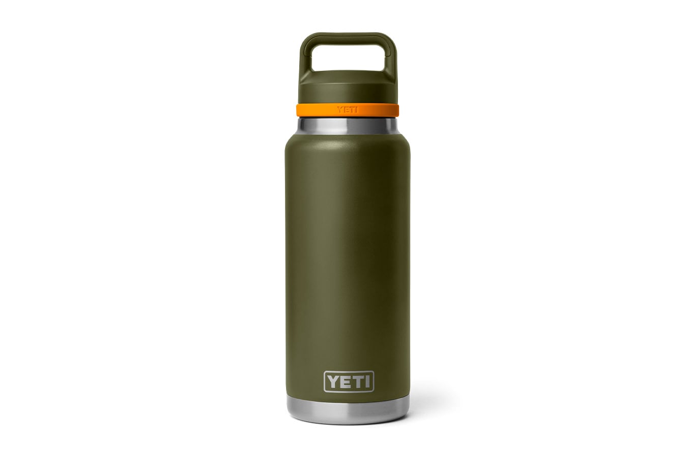 Yeti Coolers Rambler 36 oz Water Bottle with Chug Cap in Olive and King Crab Orange
