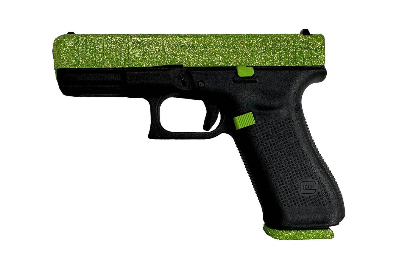 Glock 45 9mm Semi-Auto Pistol with Zombie Green Glitter Cerakote Finish