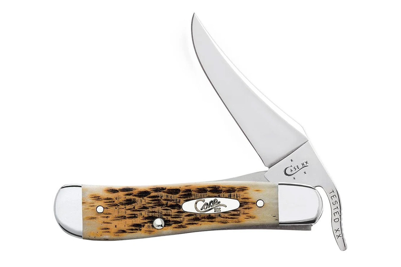 Wrcase Peach Seed Jig Amber Bone RussLock Folding Knofe