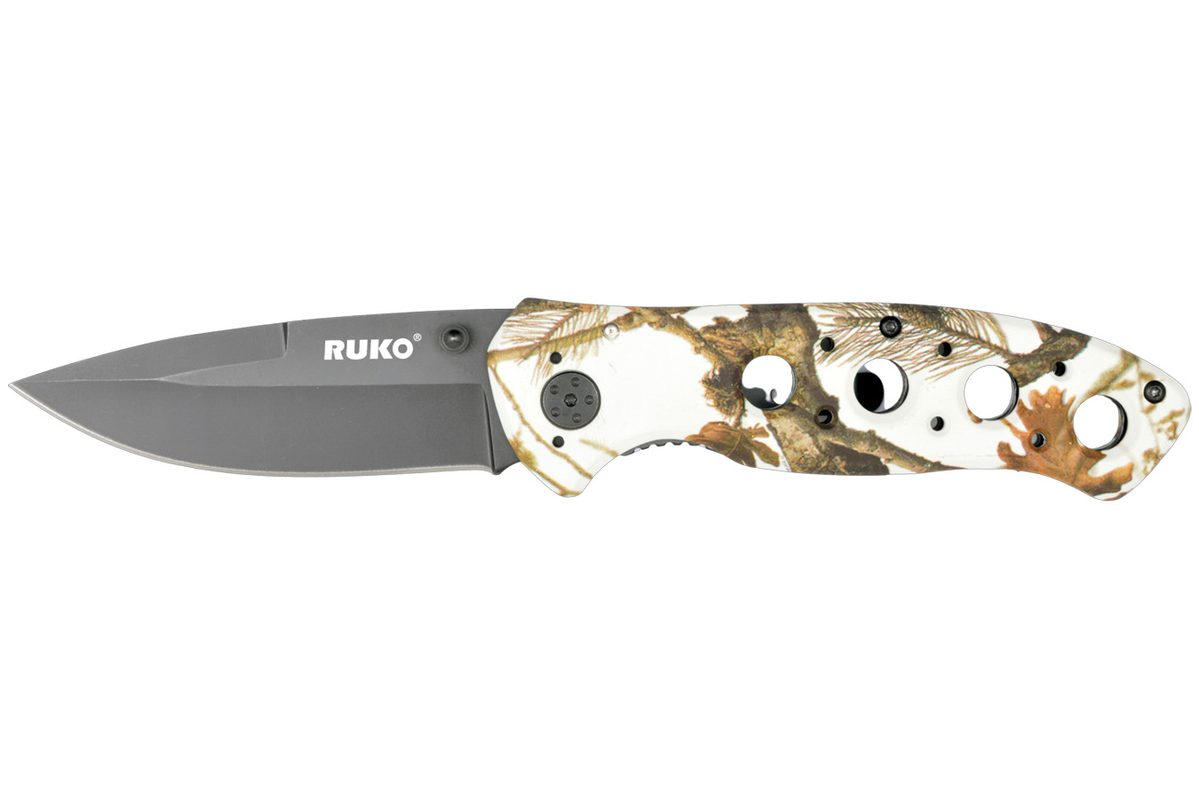 Ruko Mfg 75 Series Folding Knife Woodland Tundra Camo
